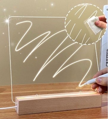 شراء DIY كريليك ملاحظة قابلة للمسح LED ضوء العرض الوقوف مع قلم الكتابة دافئة أبيض مصباح ليلي التصنيع عبر الإنترنت