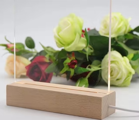 شراء 3D أنيقة مضاءة قابلة لإعادة الكتابة الخشب الأكريليك Led Display Stand Lamp ديكور مكتب التصنيع عبر الإنترنت
