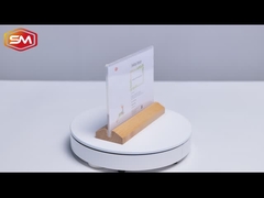 حامل علامة أكريليك شكل T مع قاعدة خشبية مثلثية